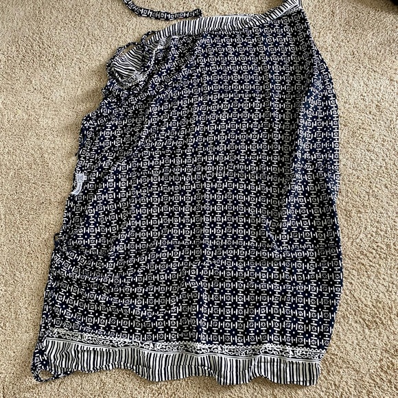 VINTAGE STYLEWORKS BLOCK PRINT ADJUSTABLE SARONG WRAP SKIRT - Picture 7 of 8